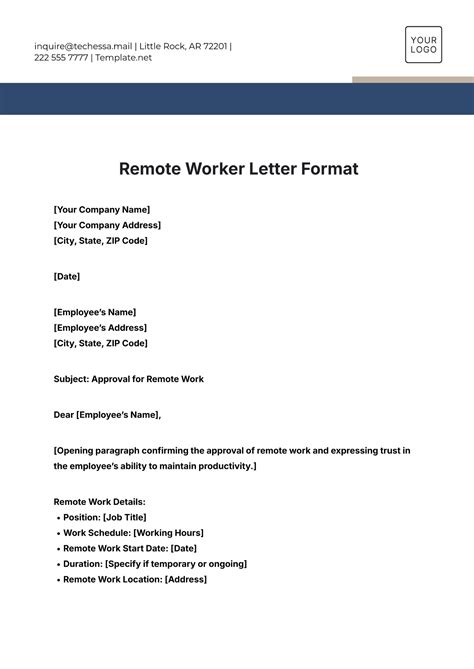Free Remote Worker Letter Format Template to Edit Online