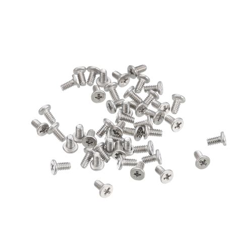 Uxcell M1.6x0.35x3mm 50 Pack Metal Flat Round Head Screws Phillips ...
