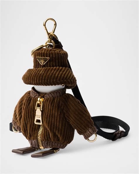 Prada Soft Robot Corduroy Bag Charm | Neiman Marcus