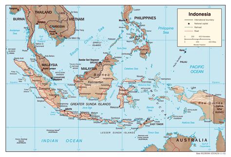 Large detailed political map of Indonesia with relief, roads and major cities - 2002 | Indonesia ...