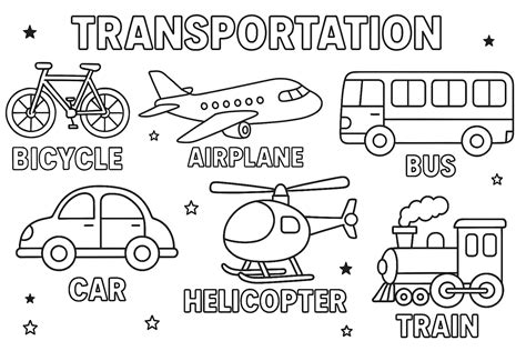 6 means of transport - Transport Coloring Pages