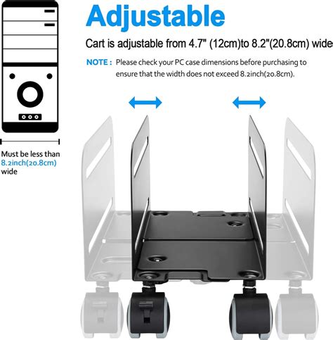 Buy CPU Stand, Mobile Computer Tower Holder with 2 Locking Wheels and 2 ...