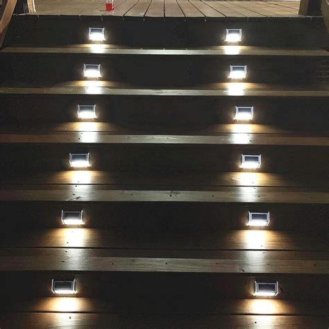Lightess 6 Pack Solar Step Lights Waterproof Solar Stair Lighting ...