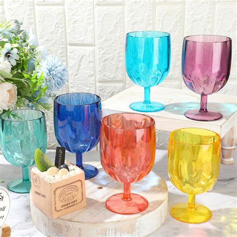 Amazon.com | Maxcheck 24 Pack Colored Plastic Wine Glasses with Stem 12 ...