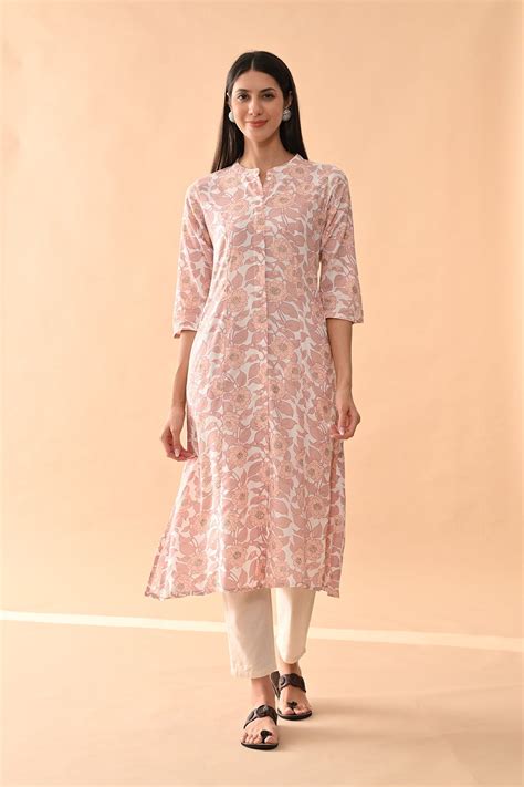 Cream Floral Printed Kurta – SABHYATA CLOTHING