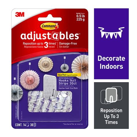 Command Adjustables Assorted 14-Pack Clear Adhesive Storage/Utility ...