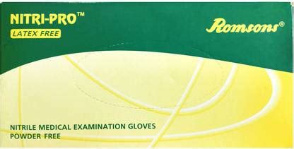 Romsons NITRI-PRO LATEX FREE NITRILE MEDICAL EXAMINATION GLOVES,SIZE ...