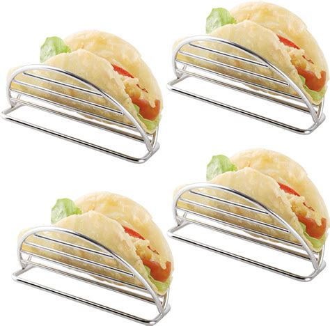YellRin Taco Holder Stainless Steel Taco Holders Stands Set of 4 Racks ...