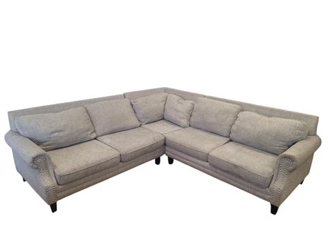 Light Grey Studded Sectional - The Good Couch