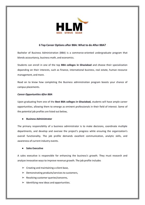 PPT - 6 Top Career Options after BBA What to do After BBA PowerPoint Presentation - ID:12149740