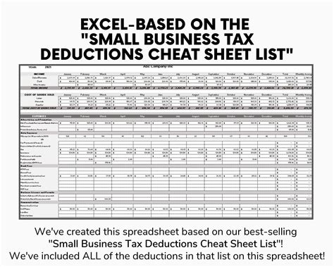 Business Tax Deductions Cheat Sheet Excel in Grey Deductible Tax Write ...
