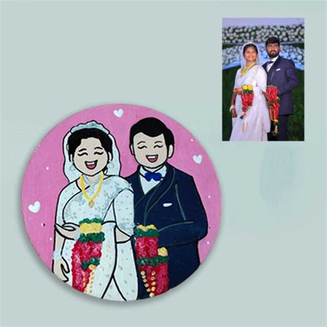 Buy Photo Personalized Hand-Painted Couples Magnet With Pink Background ...