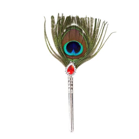 DHRUVS COLLECTION Silver Coated Peacock Feather - Hand Fan - More Pankh ...