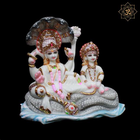 Marble Lakshmi Narayan Murti in 9inches sitting on the Snake – BMBIDOLS