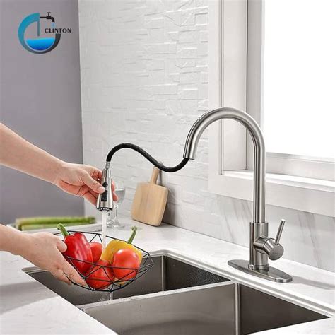 Clinton SS 304 Pull Out Kitchen Sink Mixer Tap with Swivel Spout and ...