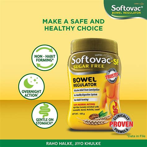 Buy Softovac Sugar Free Bowel Regulator Powder, 100 gm | 19 Minutes ...