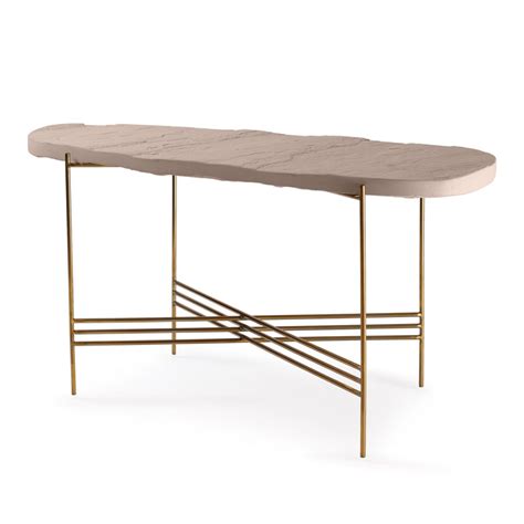 Buy Elan Pietra Coffee Table - Eclipse (Beige Sandstone, Polished Brass ...