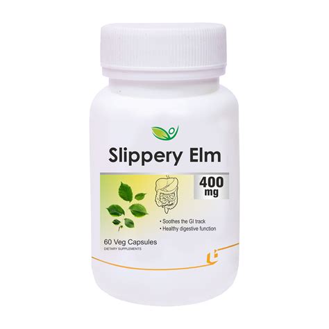 Biotrex Slippery Elm 400mg - 60 Capsules Soothing Digestive Aid, Gastr ...