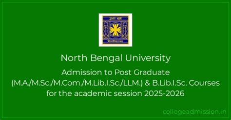 North Bengal University: Admission to Post Graduate (M.A./M.Sc./M.Com ...