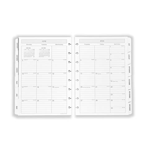 Levenger Circa Monthly Tabs & Pullout Calendar, Junior - Discbound ...