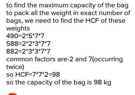 Three farmers have 490 kg, 588 kg and 882 kg of rice respectively. Find ...