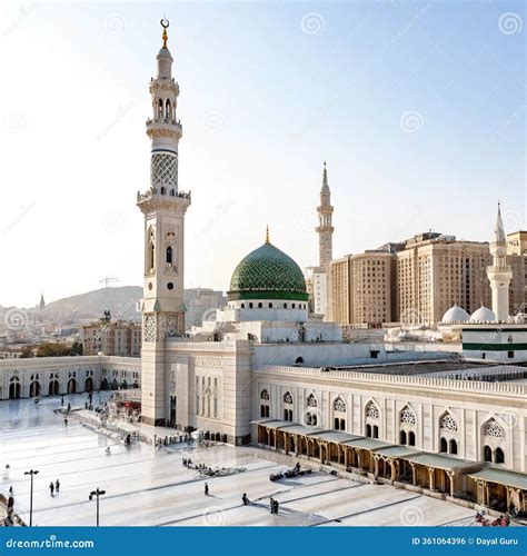 Islamic Background with Madina and Mosque Isolated on White Background ...