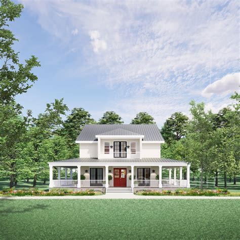Old Southern Charm Farmhouse Plan 3 Bed 3.5 Bath (55'x58') Custom House ...