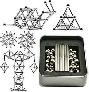 Primetan Silver Magnetic Sticks and Balls 36 Magnet Sticks and 27 ...