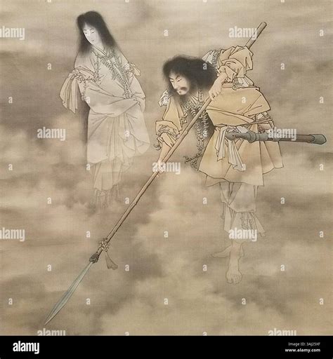 Meiji-era painting by Kobayashi Eitaku depicting the gods Izanami and ...