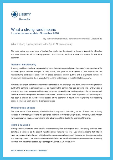 2010 11 local outlook - What a strong rand means Local economic update ...