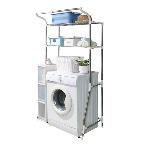 BAOYOUNI 2 Tier Over Washing Machine Storage Rack Over Washer and Dryer ...