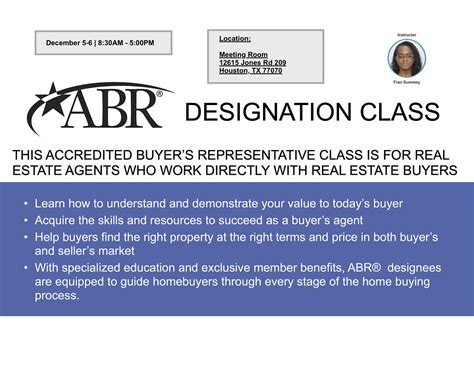 ABR ACCREDITED BUYER’S REP COURSE HOUSTON– LIVE /IN PERSON, Meeting ...