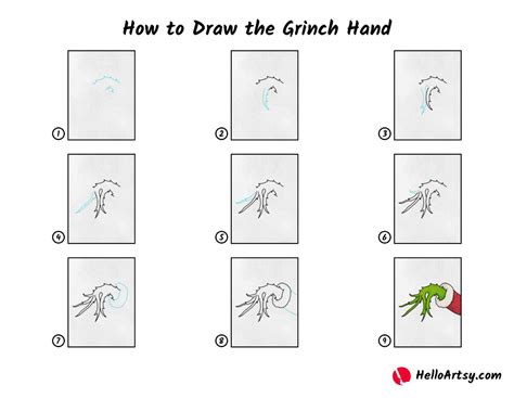 How to Draw the Grinch Hand - HelloArtsy