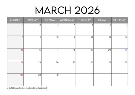 Free March 2026 Calendar Printable PDF with US Holidays