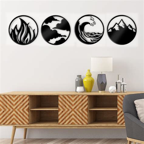 Amazon.com: Mlooog Nature Four Elements Minimalist Wood Wall Art - 4 ...