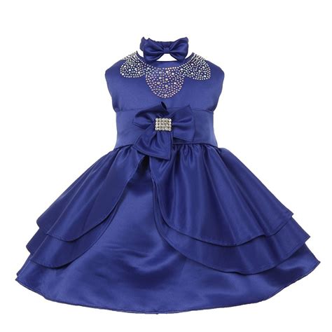 PINK WINGS Girls Balloon Frock with Stone Neck (12-18 Months) Navy Blue ...