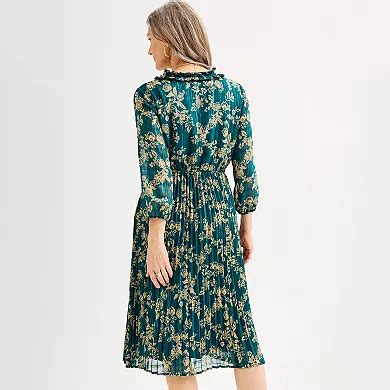 Women's Croft & Barrow® Pleated Ruffle-Neck Dress