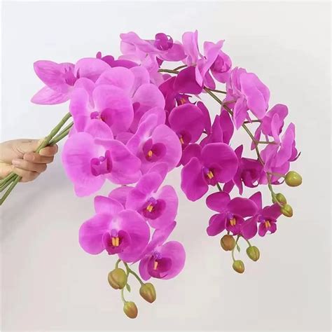 Buy TIED RIBBONS Polyester Set Of 3 Artificial Orchid Flowers For Vase ...