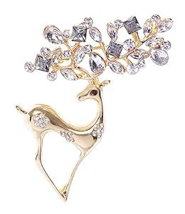 Buy YouBella Jewellery Latest Stylish Crystal Unisex Deer Brooch for ...