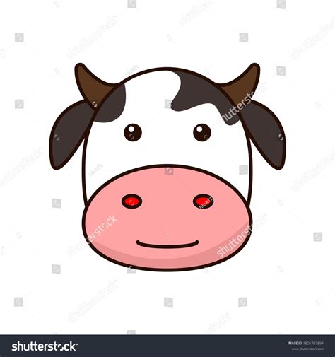 Cattle Cartoon Face Cute Cartoon Face Cow In A Wreath Of Flowers With
