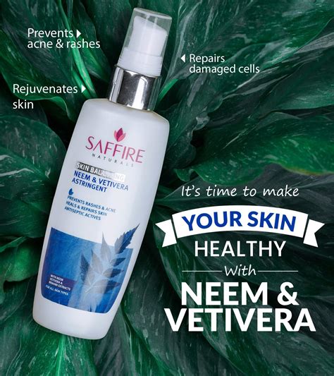 Saffire Naturals Neem Vetivera Skin Balancing Astringent| For Acne & P