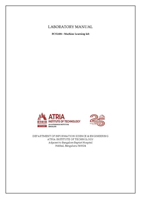 Machine Learning Lab Manual BCSL606 - Atria Institute of Technology ...