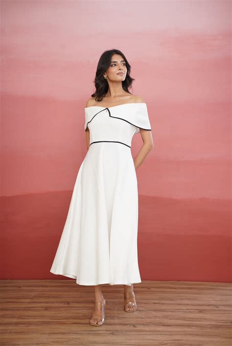 White Off-Shoulder A-Line Dress – Aditi & Pallavi