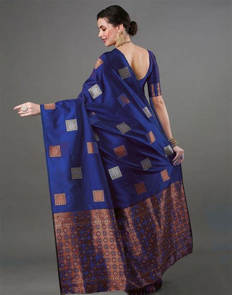 Nemesis Blue Soft Silk Saree With Gossamer Blouse Piece - Cl