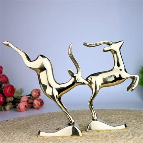 Buy Bhunes Brass Deer Statue Set of 2 – Handcrafted Hiran Murti Pair ...
