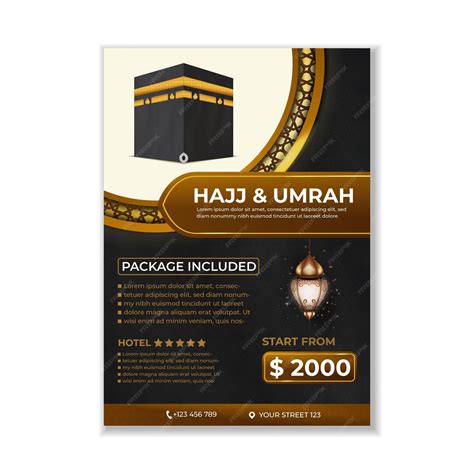 Tour Hajj and Umrah brochure Template Vector Design Avec kaaba réaliste ...
