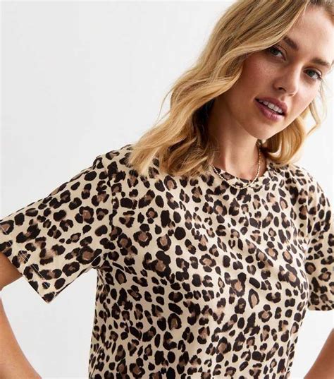 Brown Leopard Print Boxy T-Shirt | New Look