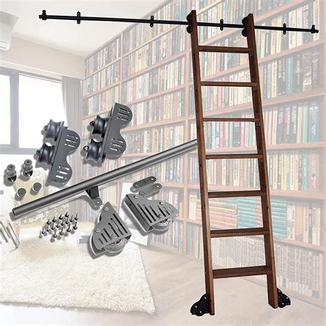 Amazon.com: Sliding Library Ladder Black Track Kit - Rolling Library ...