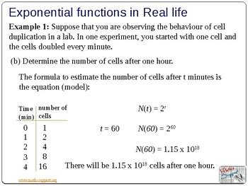 Applications of exponential and logarithmic functions by Maths Support Centre