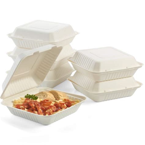 Buy Vallo 100% Compostable Clamshell To Go Boxes For Food [8X8 1 ...